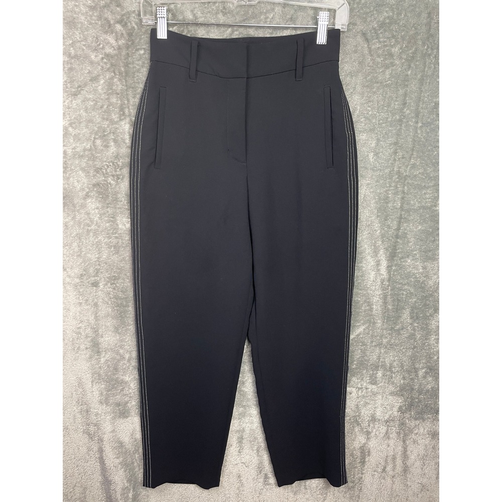 Wilfred Pants Womens 0 Black High Waisted Cropped Contrast Stitching Trousers